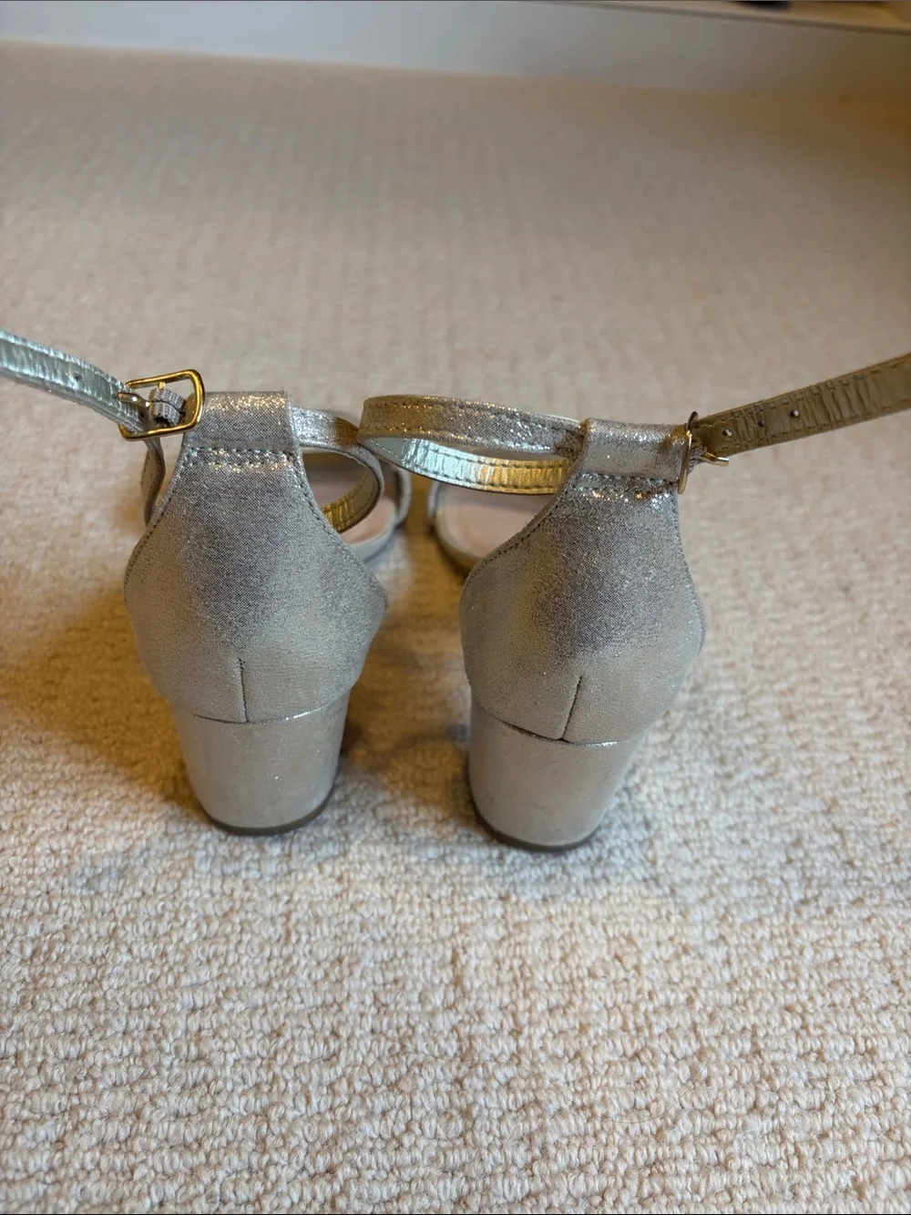 Steve Madden Metallic Gold Block Heel Ankle-Strap Sandals